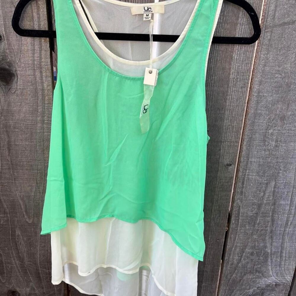 Y2K YB Los Angeles Mint Green & White Layered Tank Top